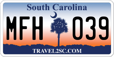 SC license plate MFH039