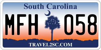 SC license plate MFH058