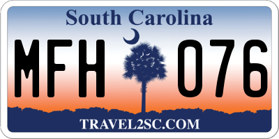 SC license plate MFH076