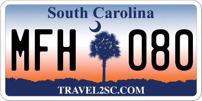 SC license plate MFH080
