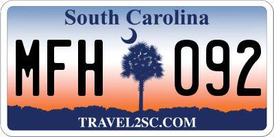 SC license plate MFH092