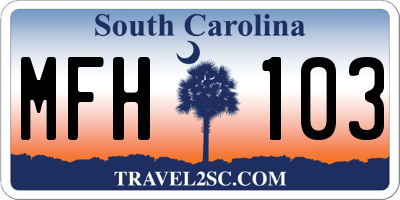 SC license plate MFH103