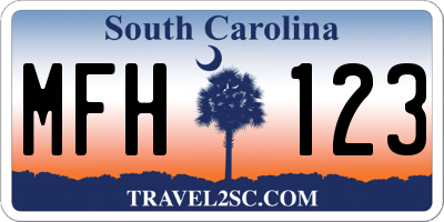 SC license plate MFH123