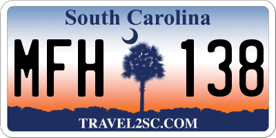 SC license plate MFH138
