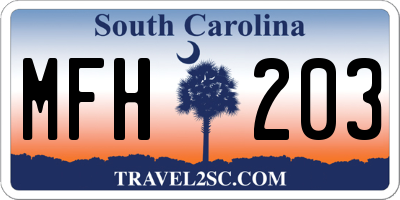 SC license plate MFH203