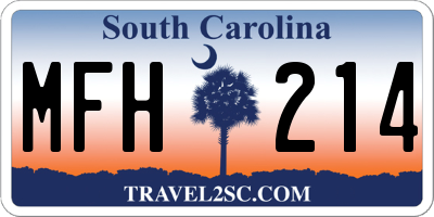 SC license plate MFH214