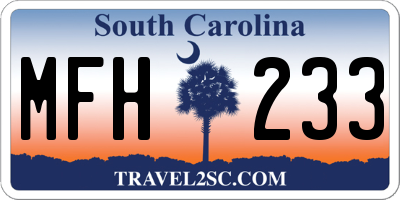 SC license plate MFH233