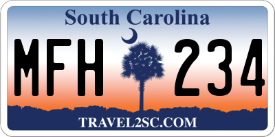 SC license plate MFH234