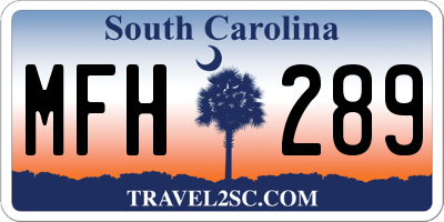 SC license plate MFH289
