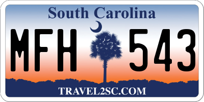 SC license plate MFH543