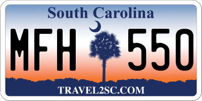 SC license plate MFH550