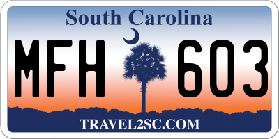 SC license plate MFH603