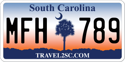 SC license plate MFH789