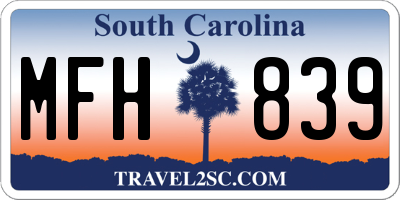 SC license plate MFH839