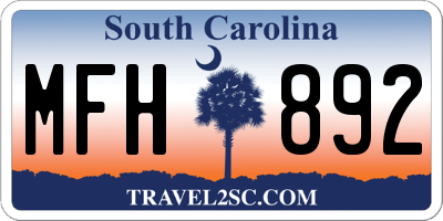 SC license plate MFH892