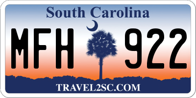 SC license plate MFH922