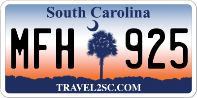 SC license plate MFH925