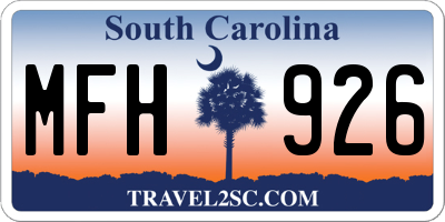SC license plate MFH926