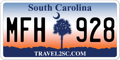 SC license plate MFH928