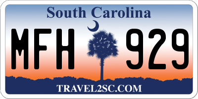 SC license plate MFH929