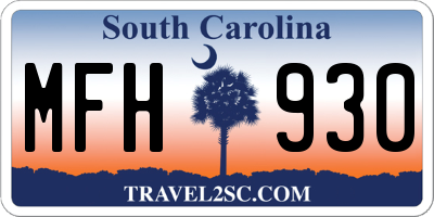 SC license plate MFH930