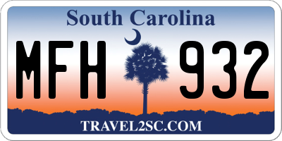 SC license plate MFH932