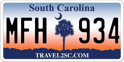 SC license plate MFH934