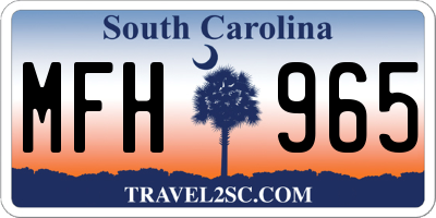 SC license plate MFH965