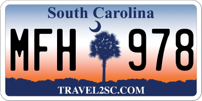 SC license plate MFH978