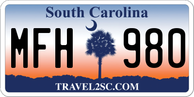 SC license plate MFH980