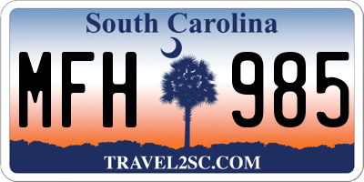 SC license plate MFH985