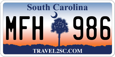 SC license plate MFH986