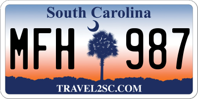 SC license plate MFH987