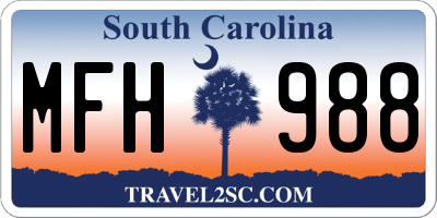 SC license plate MFH988