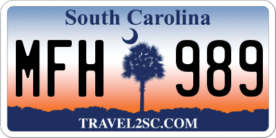 SC license plate MFH989