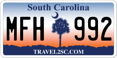 SC license plate MFH992