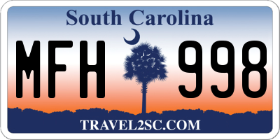 SC license plate MFH998
