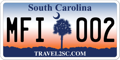 SC license plate MFI002