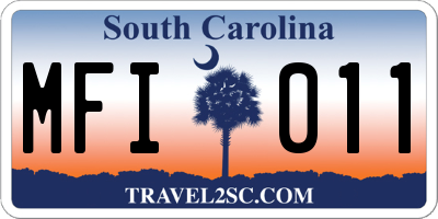 SC license plate MFI011