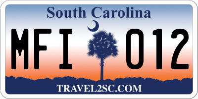 SC license plate MFI012