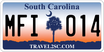 SC license plate MFI014