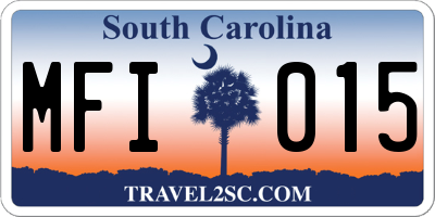SC license plate MFI015