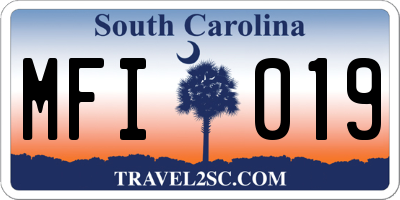 SC license plate MFI019