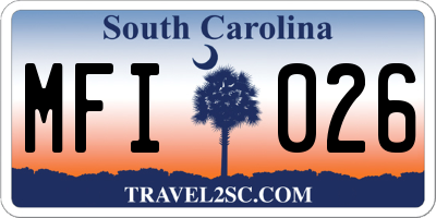 SC license plate MFI026
