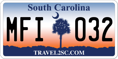 SC license plate MFI032