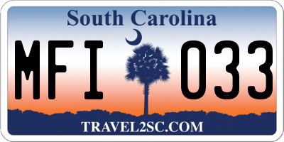 SC license plate MFI033