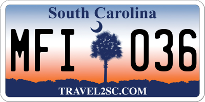 SC license plate MFI036