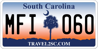SC license plate MFI060
