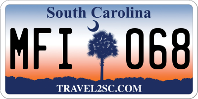 SC license plate MFI068