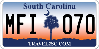 SC license plate MFI070